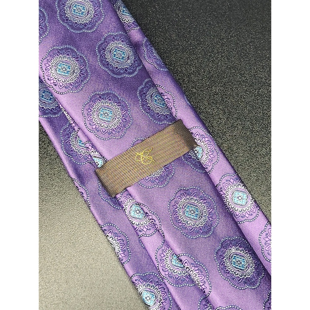 Canali 1934 Tie Purple Blue Medallion 100% Silk Made in Italy 3.25in